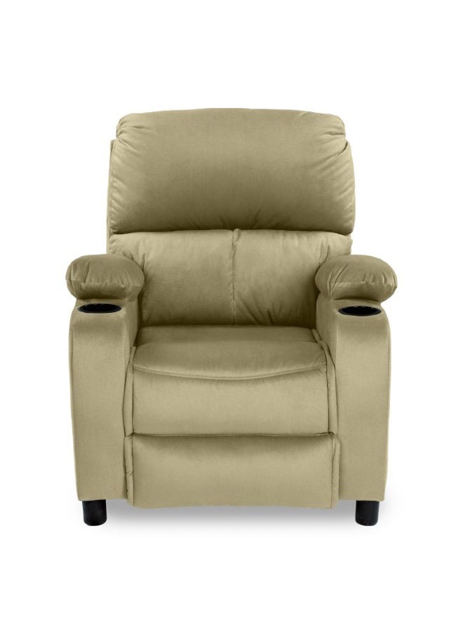REGAL IN HOUSE Cinematic Velvet Upholstered Classic Recliner Chair With Bed Mode - Dark Ivory - 90x95x80cm  - Image 4