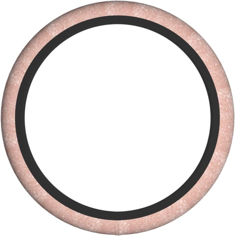 Car Steering Wheel Cover for Women Men, Non-Slip Breathable Steering Wheel, White Marble Rose Gold Ombre Glitter Steering Wheel Protector, Car Accessories - Image 2