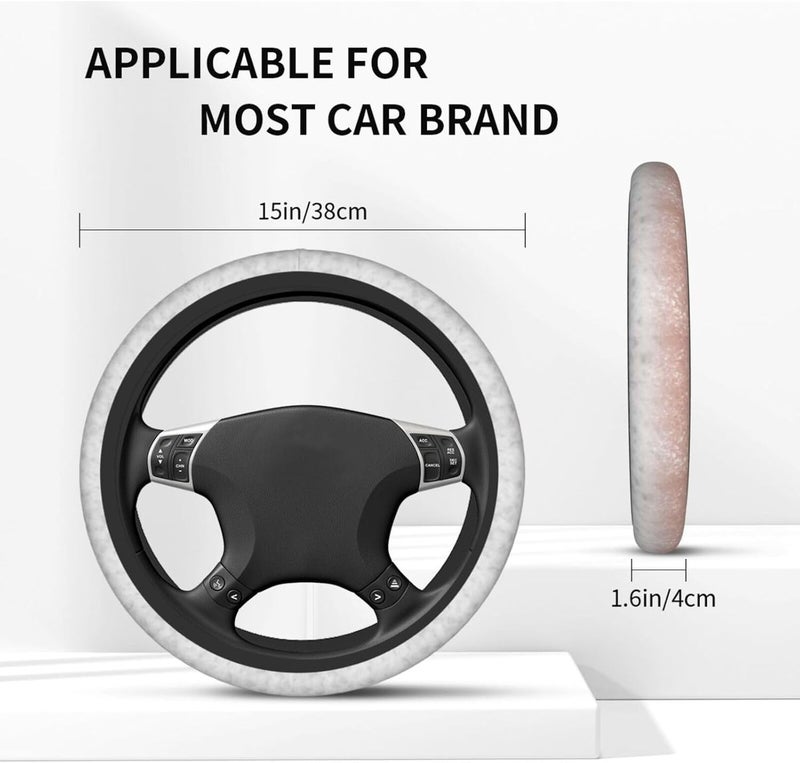 Car Steering Wheel Cover for Women Men, Non-Slip Breathable Steering Wheel, White Marble Rose Gold Ombre Glitter Steering Wheel Protector, Car Accessories - Image 4