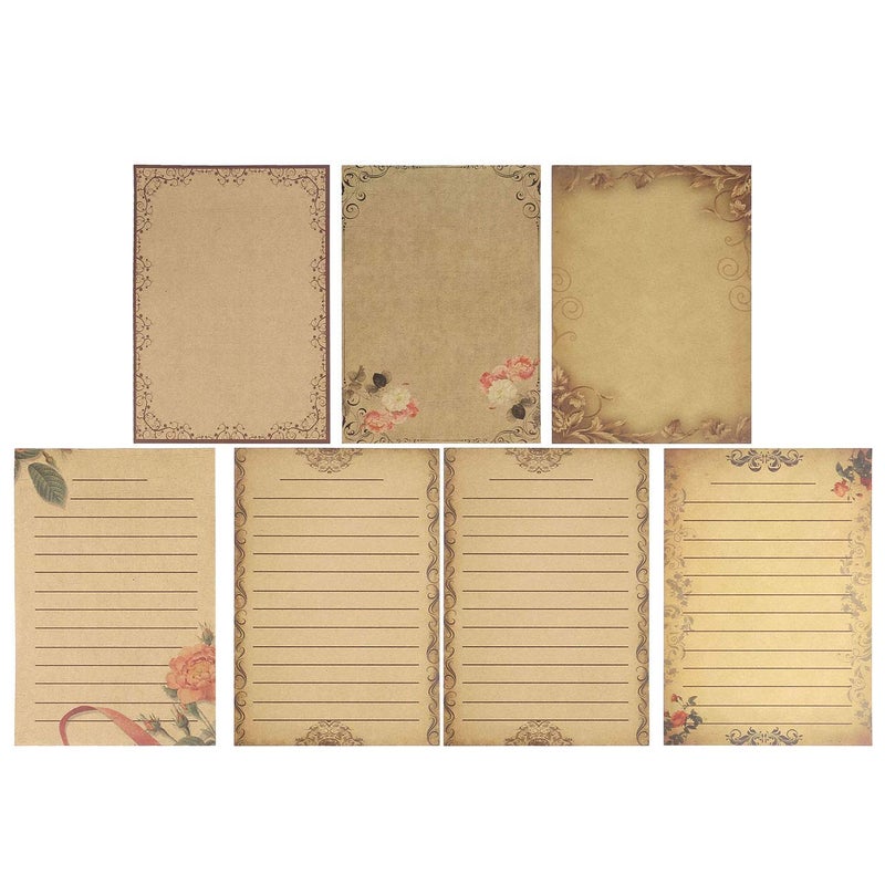 Yoption 56 Sheet Vintage Stationery Paper, Antique Old Fashion Writing Paper for Invitations, Scrapbooking, Penpal, Calligraphy, 7 Design (Writing Stationery Paper Letter Set)