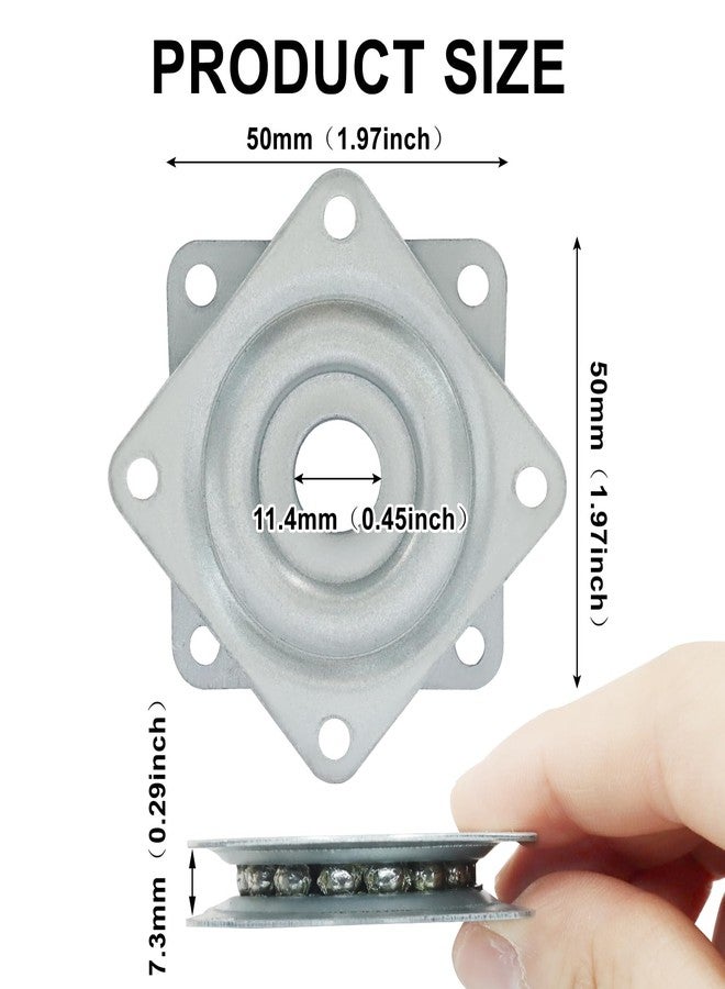 Murtenze 2 Pack 2 Inch Lazy Susan Turntable Bearing Lazy Susan with Steel Ball Bearing Rotating Tray, Square Swivel Plate for Dining Table, Cabinet(Silver) - Image 3