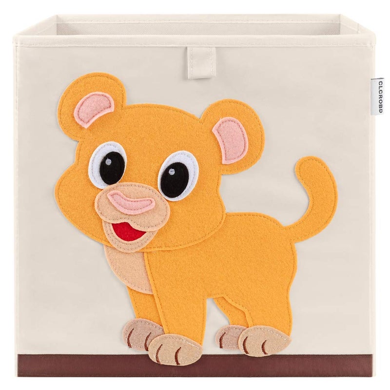CLCROBD Foldable Animal Cube Storage Bins Fabric Toy BoxChestOrganizer for Kids Nursery 13 inch Baby Lion