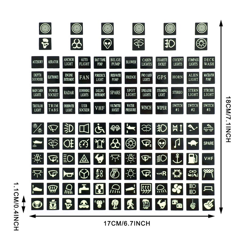 TOMALL 132pcs Centre Console Switch Luminous Stickers for Car Night Safety Luminous Decals Circuit Panel Label Glow in The Dark Accessories for Boat Trailer Car Headlight Control GPS - Image 2
