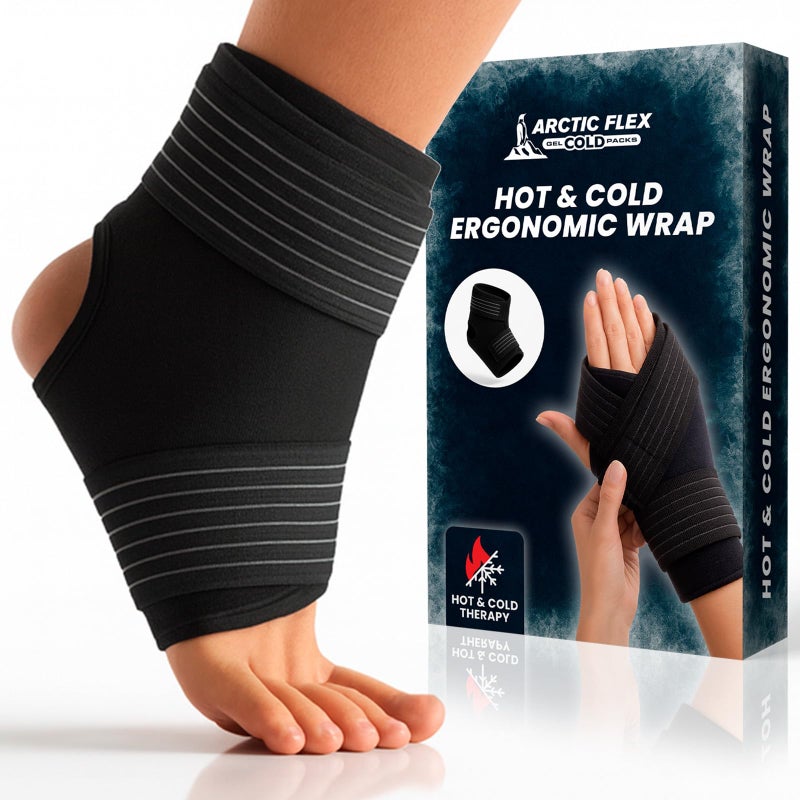 Arctic Flex Multi-Purpose Ice Pack Wrap - Reusable Gel Ice Packs for Ankle Injuries, Hot & Cold Compression Therapy for Pain Relief, Plantar Fasciitis, Achilles Tendonitis, Knee, Elbow & Hand Pain - Image 1
