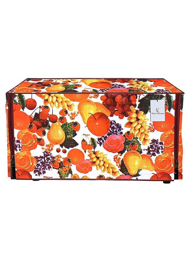 Kuber Industries Fruits Design Pvc Microwave Oven Full Closure Cover For 20 Liter White And Maroon - Image 4