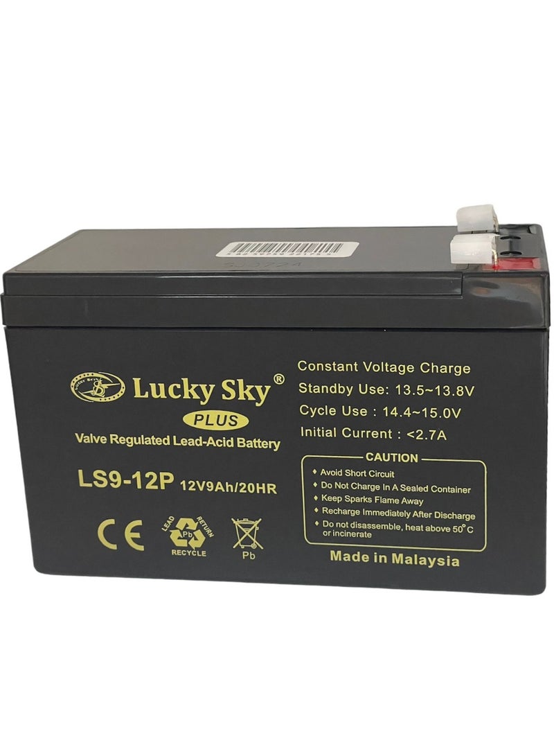 Lucky Sky تعد بطارية الرصاص الحمضية المختومة عالية الأداء القابلة لإعادة الشحن من Lucky Sky 12V 9Ah مصدر طاقة موثوقا به وطويل الأمد لمجموعة واسعة من التطبيقات. - Image 1