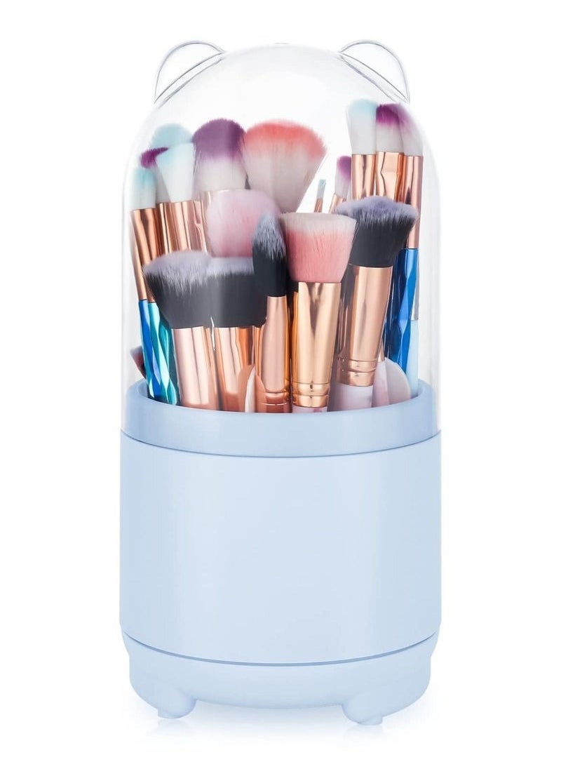 Zashe Makeup Brush Holder with Lid – 360° Rotating Dustproof Organizer for Vanity & Countertop  - Image 1