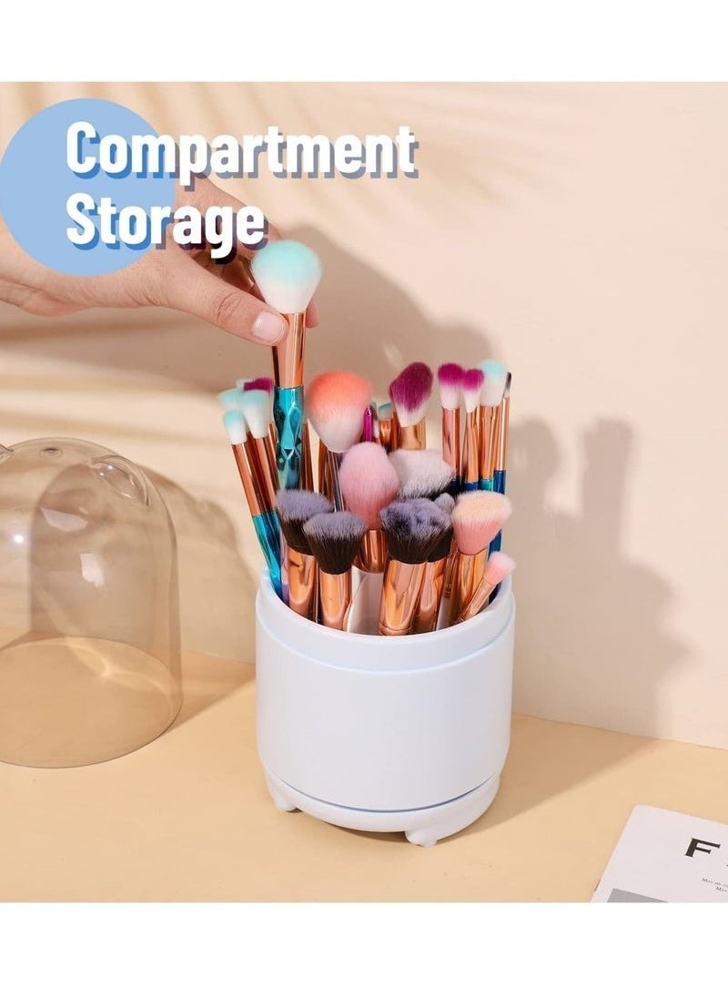 Zashe Makeup Brush Holder with Lid – 360° Rotating Dustproof Organizer for Vanity & Countertop  - Image 3