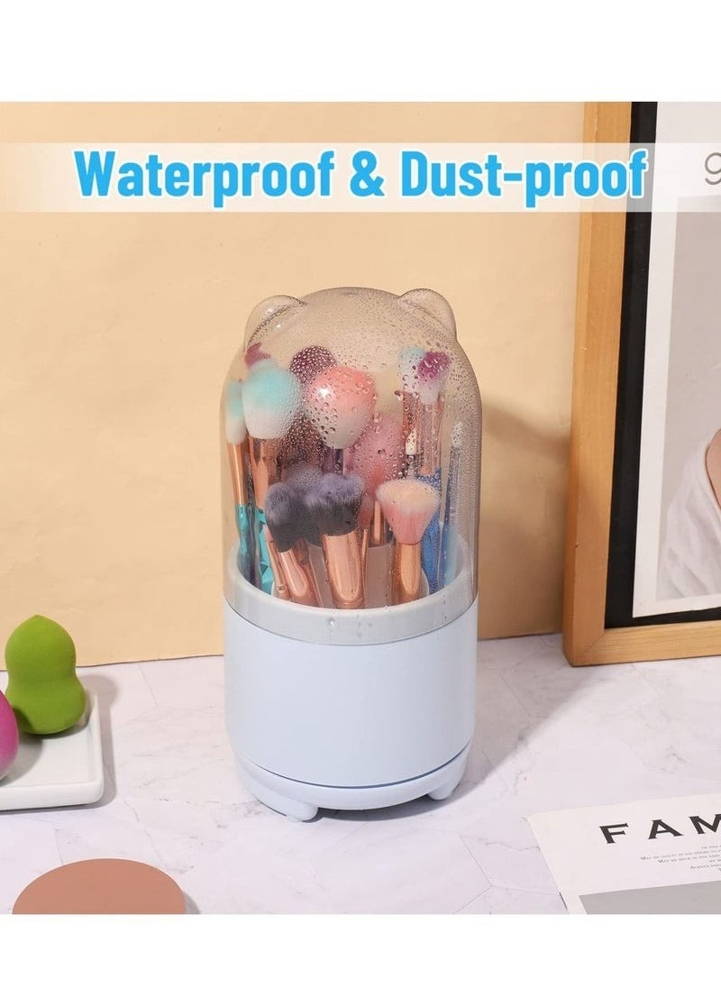 Zashe Makeup Brush Holder with Lid – 360° Rotating Dustproof Organizer for Vanity & Countertop  - Image 4