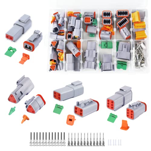 Cedolio 236PCS 5 Set Deutsch DT Connector Kit, 2 3 4 6 Pin Gray Waterproof Electrical Connector with Solid Contact and Seal Plug for Truck, Boat, Off-Road Vehicles, Agriculture, Marine, Motorcycle Wiring. - Image 1
