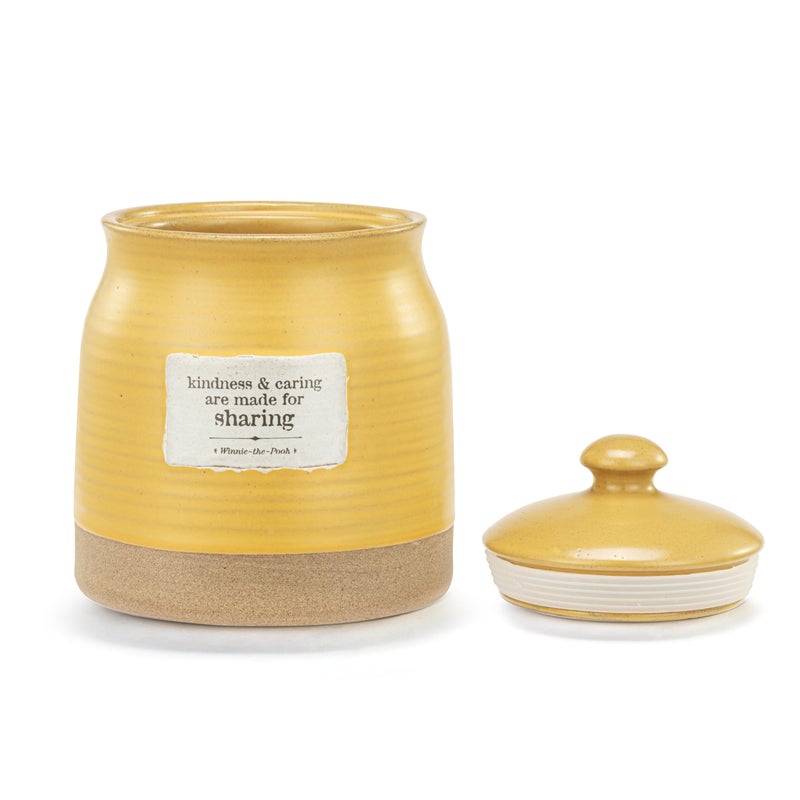 DEMDACO Pooh Classic Yellow Bear Everyday Collection Kindness and Caring Are Made For Sharing Honey Bee Yellow 5.5 x 5.5 Stoneware Cookie Pastry Counter Top Storage Container Jar - Image 2