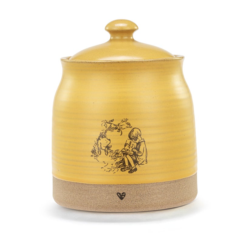 DEMDACO Pooh Classic Yellow Bear Everyday Collection Kindness and Caring Are Made For Sharing Honey Bee Yellow 5.5 x 5.5 Stoneware Cookie Pastry Counter Top Storage Container Jar - Image 3
