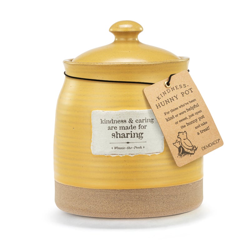 DEMDACO Pooh Classic Yellow Bear Everyday Collection Kindness and Caring Are Made For Sharing Honey Bee Yellow 5.5 x 5.5 Stoneware Cookie Pastry Counter Top Storage Container Jar - Image 5
