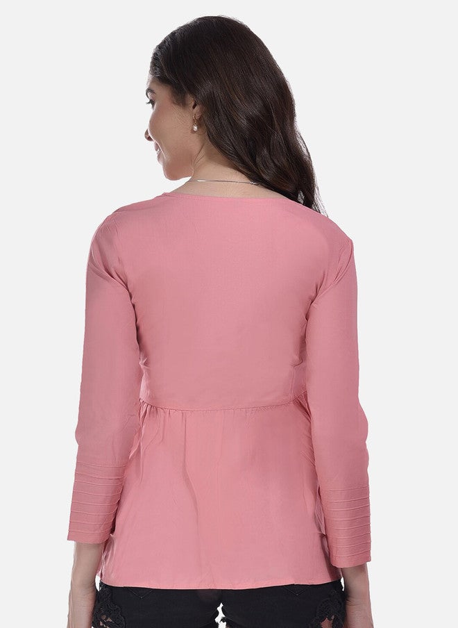 FIMS Pack Of 2 Embellished Round Neck Gathered Cotton Regular Top - Image 4