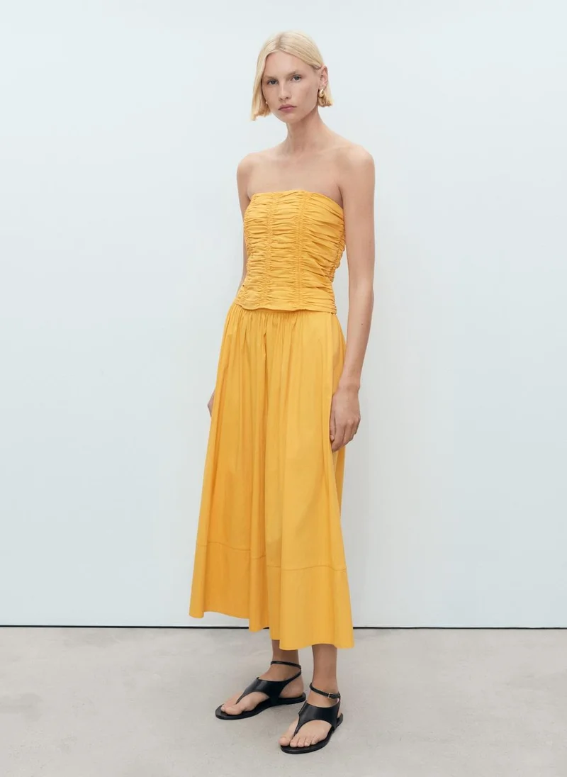 MANGO Ruched strapless top