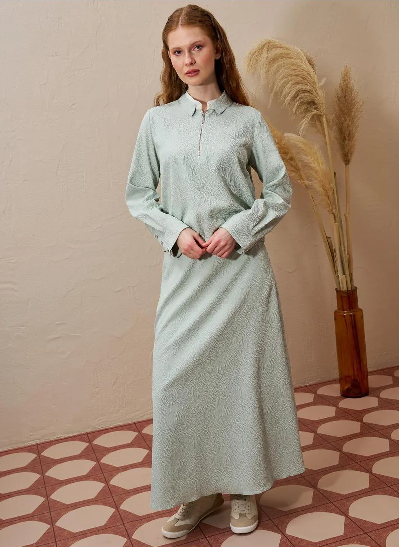 Kayra Jacquard Skirt Suit Ice Green
