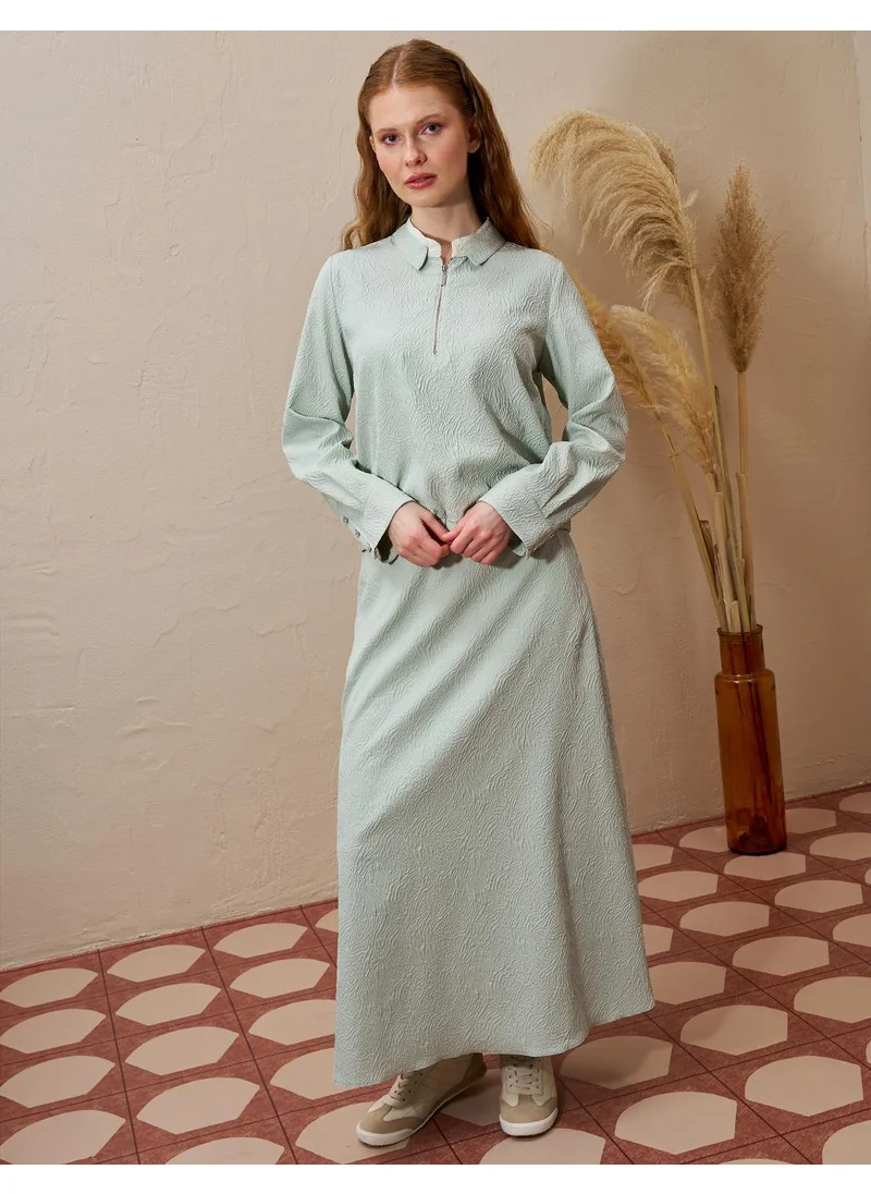 Kayra Jacquard Skirt Suit Ice Green