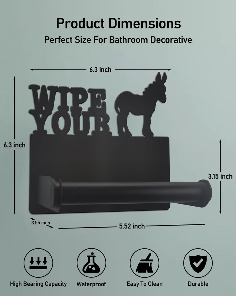Wigag Donkey Toilet Paper Holder Wall Mounted, Bathroom Decorative Metal Toilet Paper Mega Roll Holder, Rustproof Matte Black Toilet Paper Roll Dispenser for Kitchen Washroom - Image 2