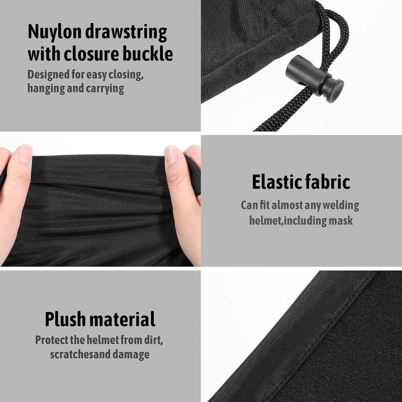 Bremorou Helmet Bag for Motorcycle, Welding, and Sports Helmets - Large Capacity, Lightweight with Drawstring Locking (Black) - Image 3