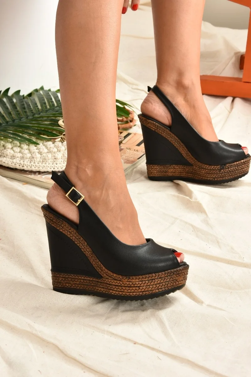 Fox Shoes Black Women's Wedge Heeled Shoes 9674070803