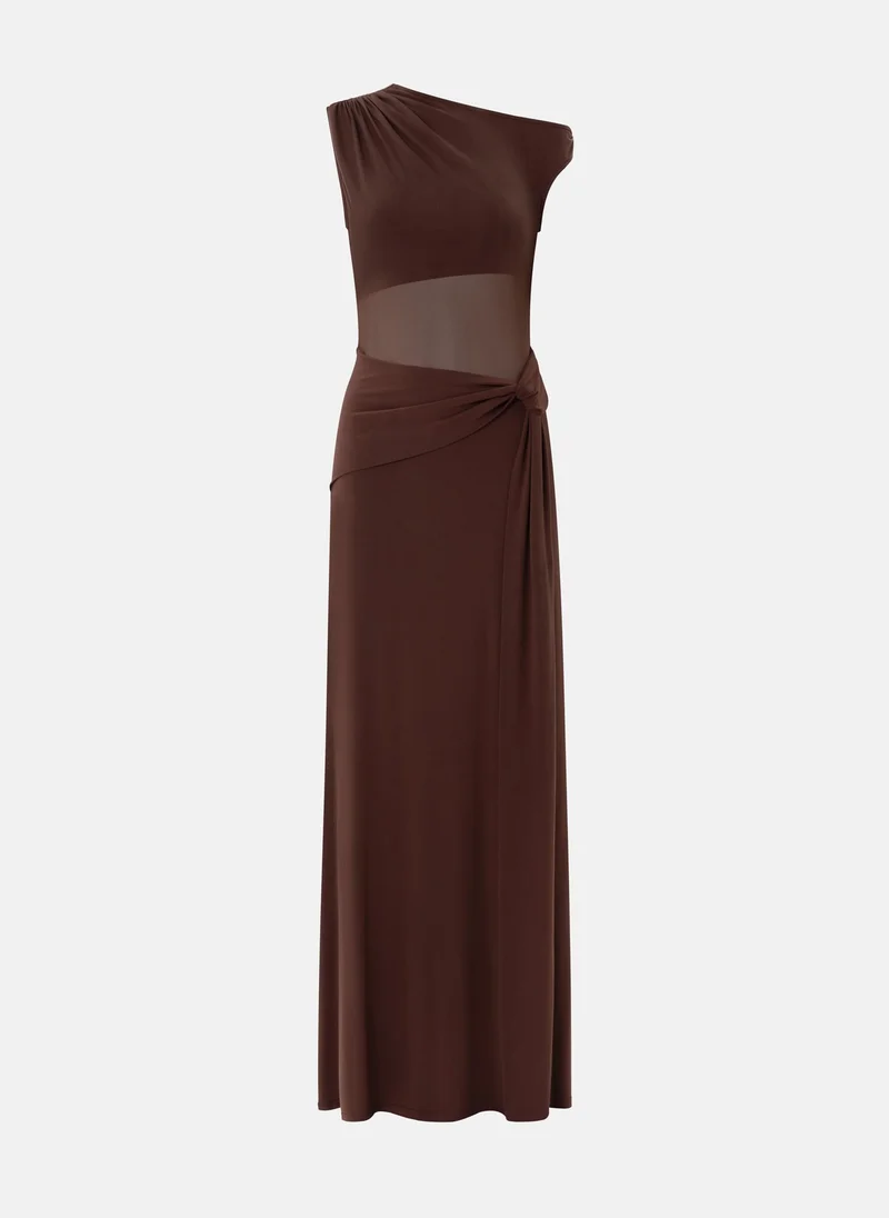 Lichi Jersey maxi dress with asymmetrical bodice and draped hips