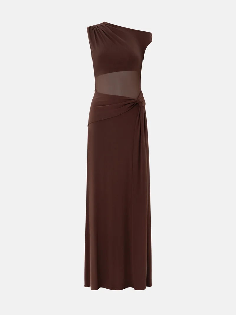 Lichi Jersey maxi dress with asymmetrical bodice and draped hips
