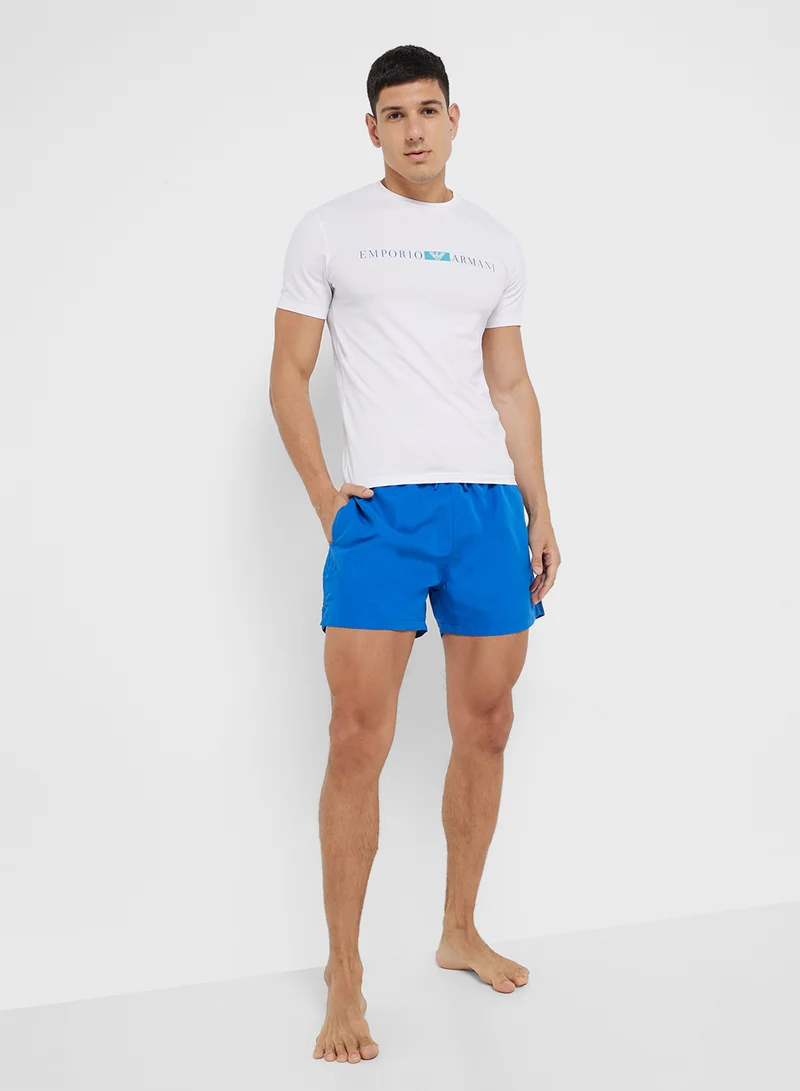 EMPORIO ARMANI Beachwear Logo Crew Neck T-Shirt