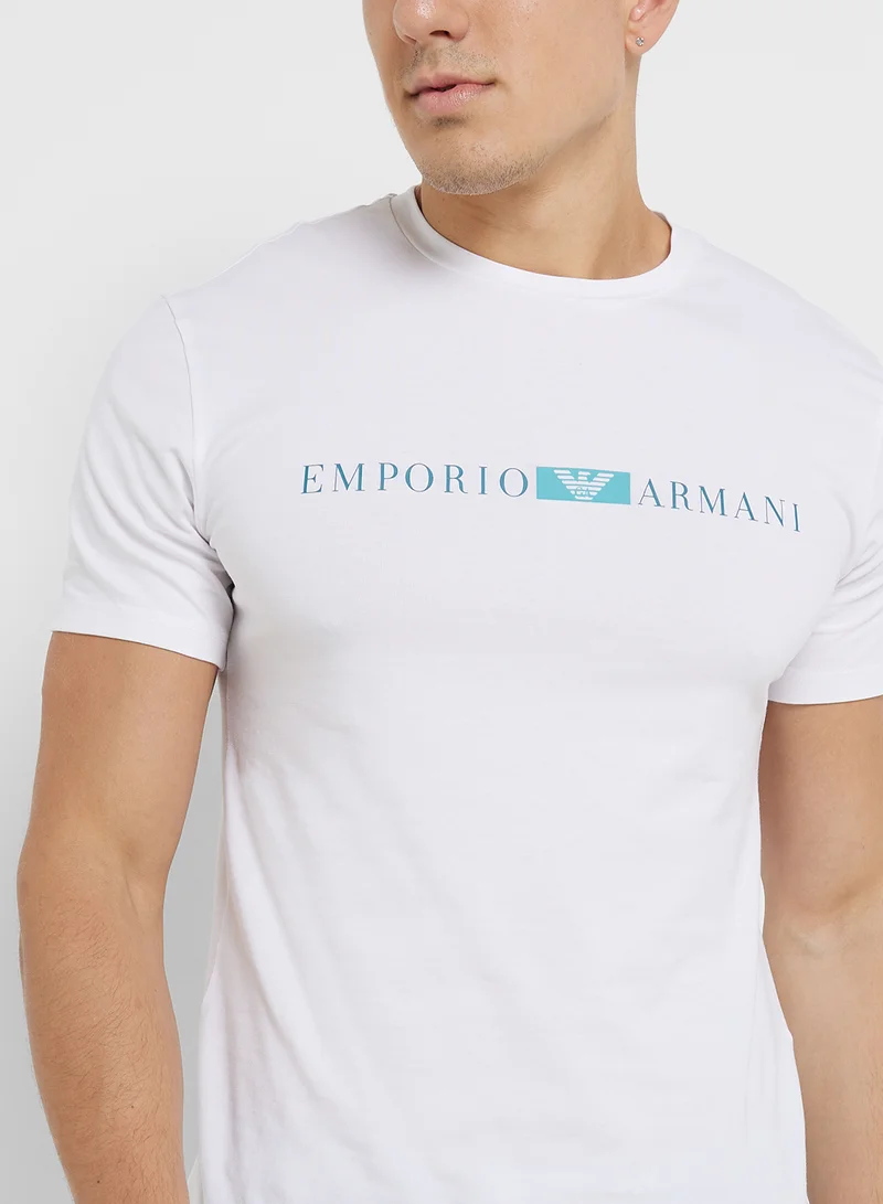 EMPORIO ARMANI Beachwear Logo Crew Neck T-Shirt