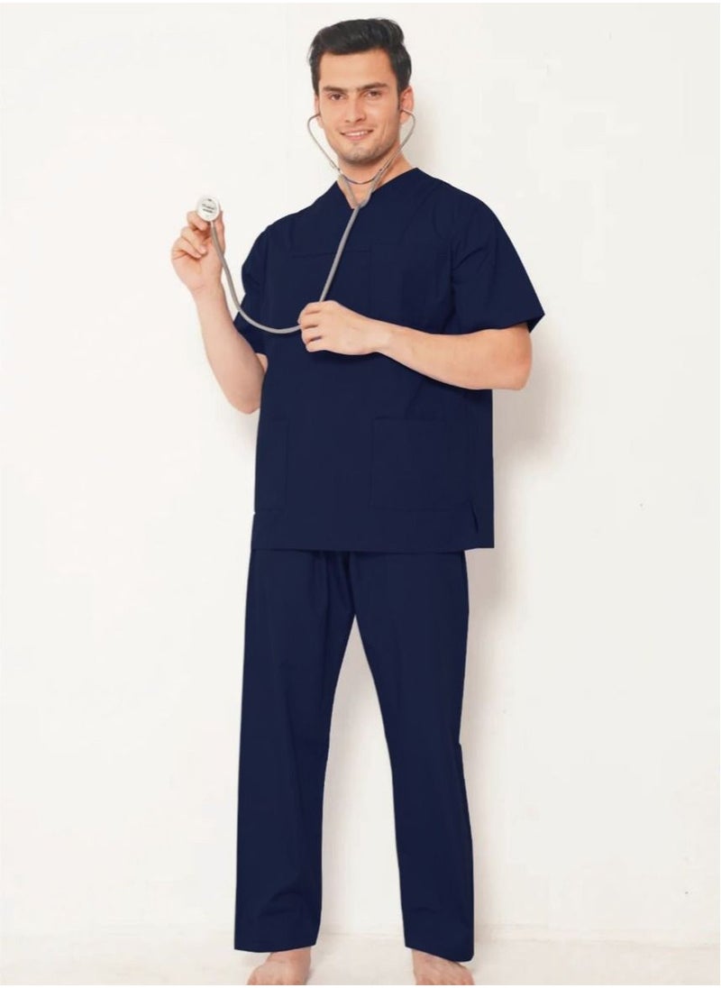 SPACEDOUT - Medical Scrub Set | V-Neck Top Overlap and Elasticated Drawstring Pant | Nursing Uniform Suit - Image 1