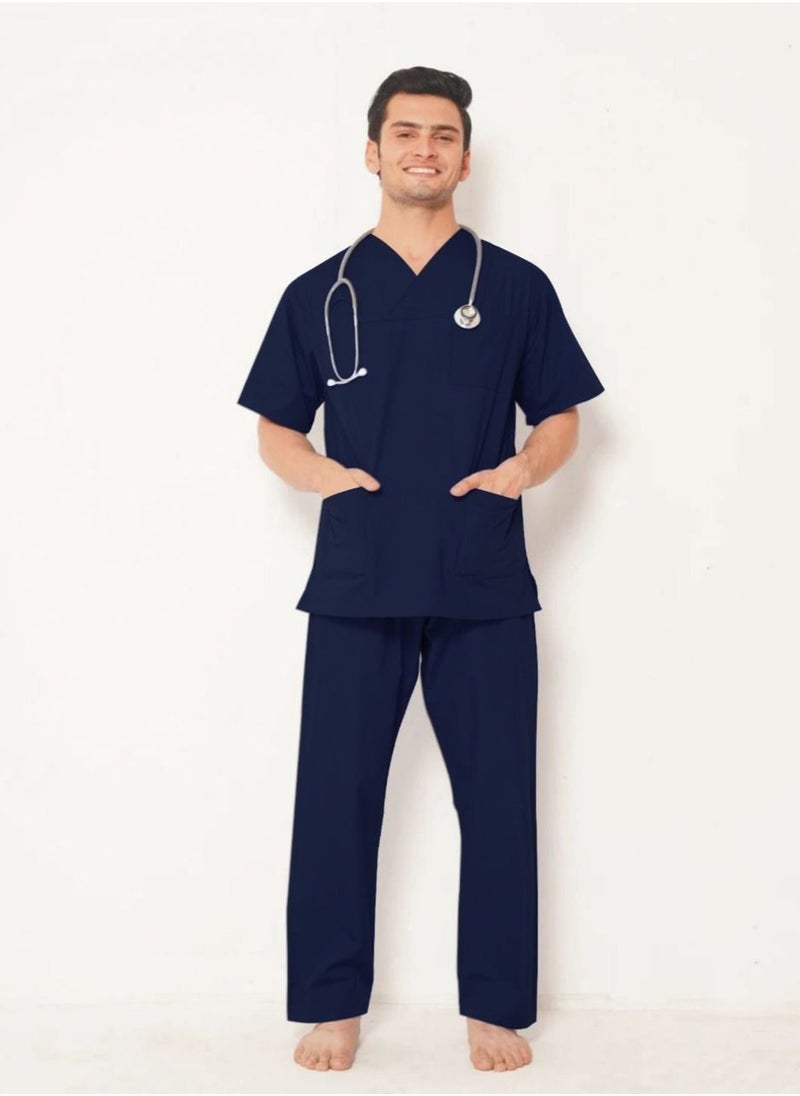 SPACEDOUT - Medical Scrub Set | V-Neck Top Overlap and Elasticated Drawstring Pant | Nursing Uniform Suit - Image 1