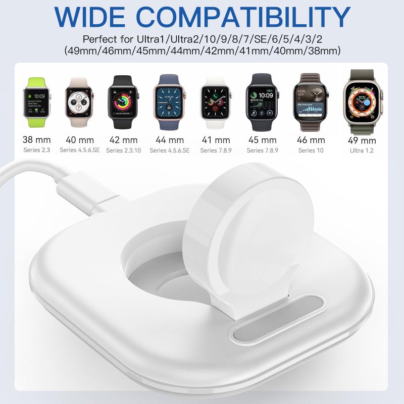 ZIKUREL for Apple Watch Magnetic Charging Dock - Fast Magnetic Charger Stand, Compatible with Apple Watch Series 2/3/4/5/6/7/8/9/10/Ultra 1 2, Supports Nightstand Mode, Portable Design for Travel - Image 4