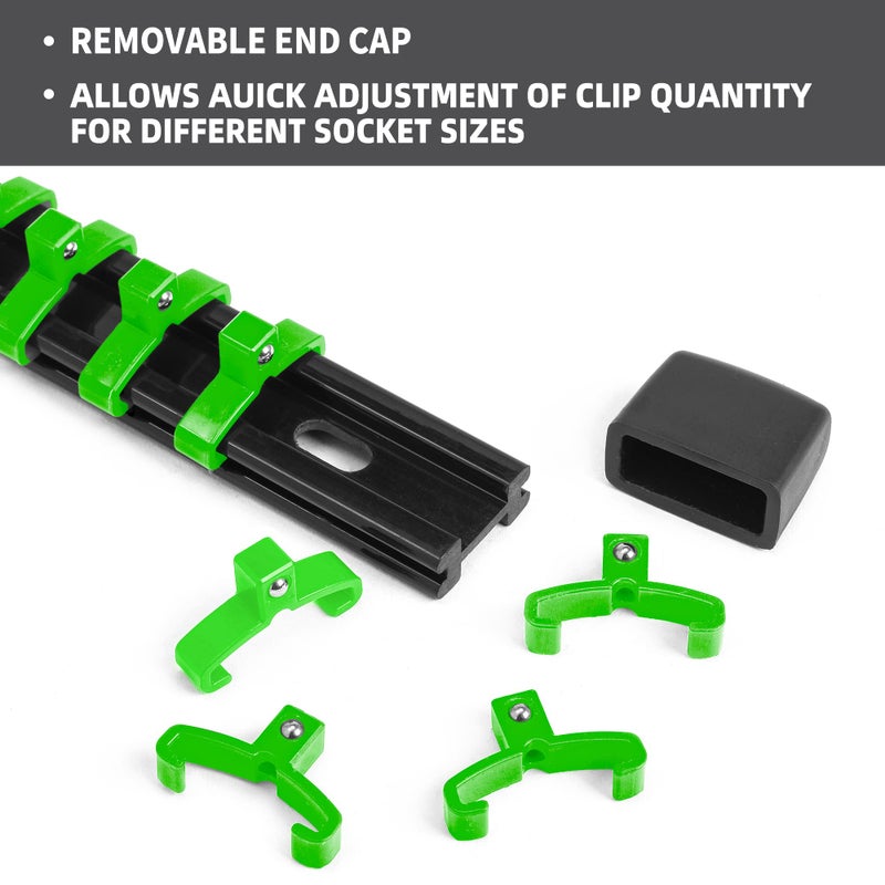 Reniteco Socket Organizer Drive Abs Tools - Green Socket Holder  Premium Quality 9 Pieces Socket Holders Kit 1/4-Inch X 48 Clips  3/8-Inch X 45 Clips  1/2-Inch X 36 Clips(9Pc Green - Image 3