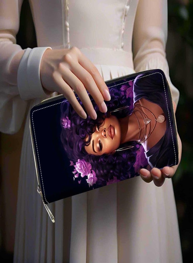 FQTBCEARI African American Girl Print Women Large Capacity Wallet PU Leather Zipper Clutch Purse for Smart Phone/Card/Coin/Cash - Image 5