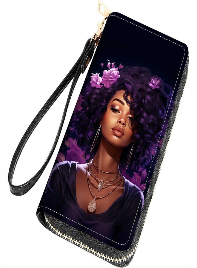 FQTBCEARI African American Girl Print Women Large Capacity Wallet PU Leather Zipper Clutch Purse for Smart Phone/Card/Coin/Cash - Image 1