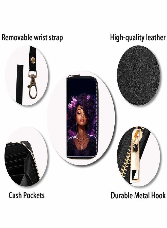 FQTBCEARI African American Girl Print Women Large Capacity Wallet PU Leather Zipper Clutch Purse for Smart Phone/Card/Coin/Cash - Image 4