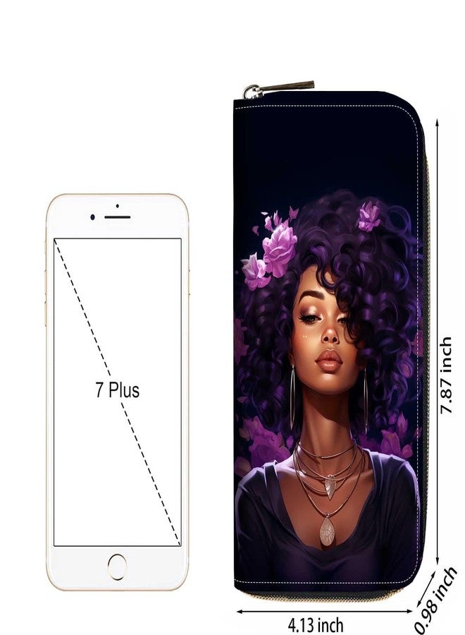 FQTBCEARI African American Girl Print Women Large Capacity Wallet PU Leather Zipper Clutch Purse for Smart Phone/Card/Coin/Cash - Image 2