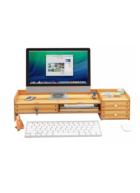 Monitor Base And Desktop Storage With Drawers