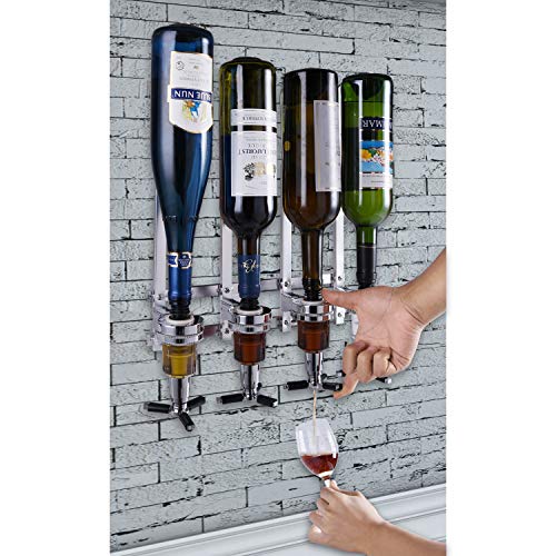 MUGLIO 4 Bottle Wall Mounted Liquor Dispenser Bar Butler Bracket Solo Optic Spirit Wine Bottle Beverage Stand Drinkware Set - Image 3