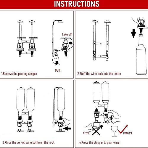 MUGLIO 4 Bottle Wall Mounted Liquor Dispenser Bar Butler Bracket Solo Optic Spirit Wine Bottle Beverage Stand Drinkware Set - Image 4