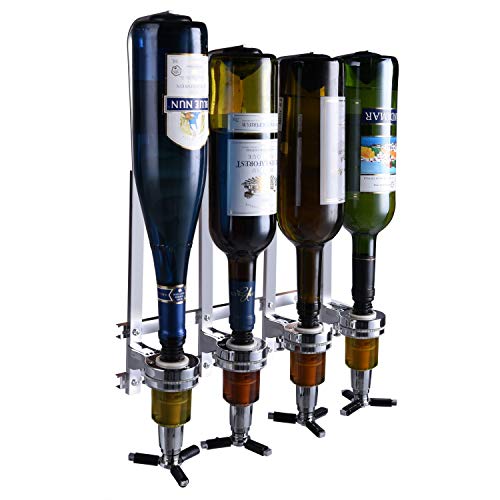 MUGLIO 4 Bottle Wall Mounted Liquor Dispenser Bar Butler Bracket Solo Optic Spirit Wine Bottle Beverage Stand Drinkware Set - Image 1