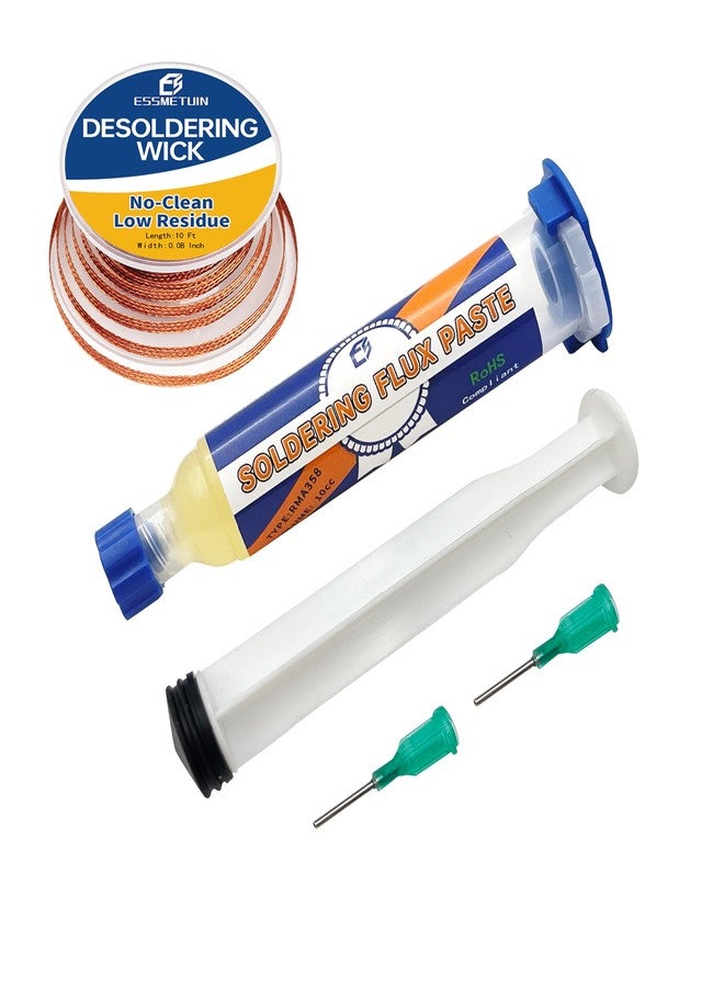 Essmetuin Solder flux for Electronics Soldering, No Clean Soldering Flux Paste & Desoldering Wick - Image 1