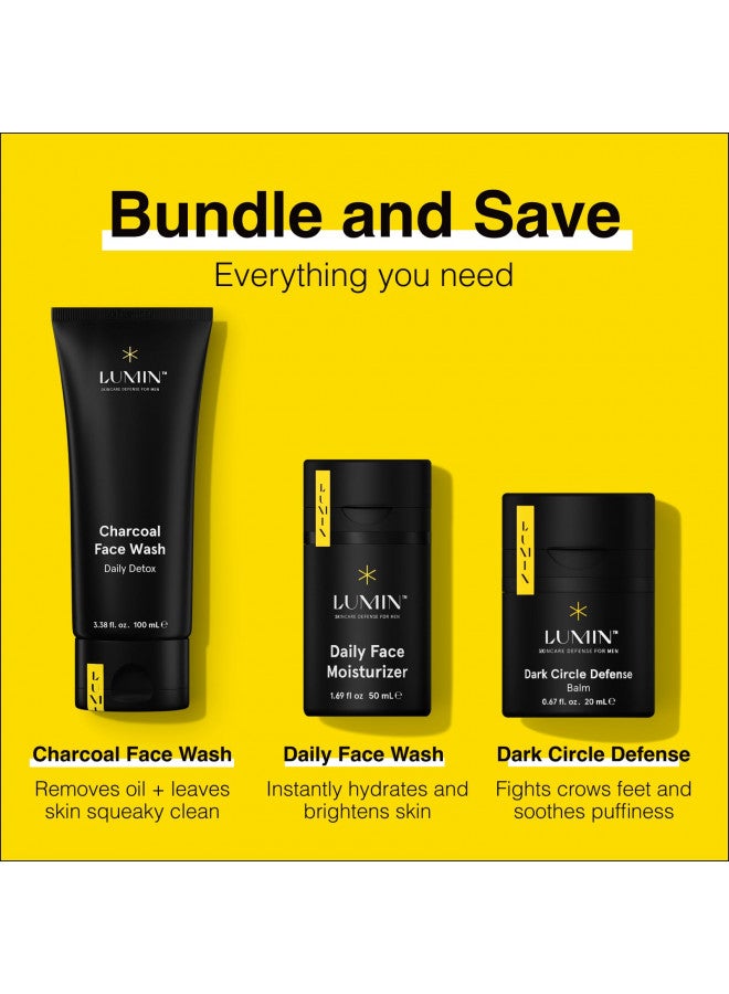 LUMIN Lumin - No Baggage Trio - A skincare kit, Includes: Charcoal Face Wash Daily Detox, Daily Face Moisturizer & Dark Circle Defense Balm, Ideal for fine lines & dark circles, Suitable for all skin types - Image 1