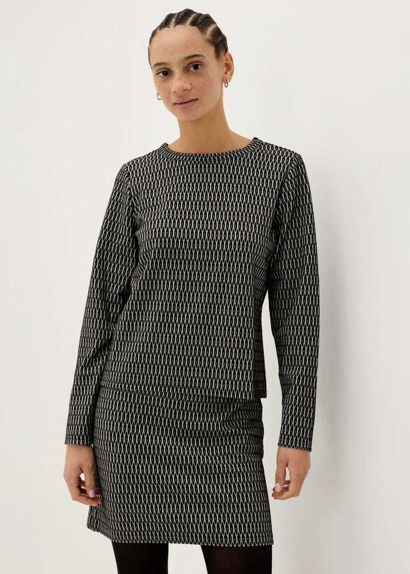 Matalan Black Jacquard Long Sleeve Top