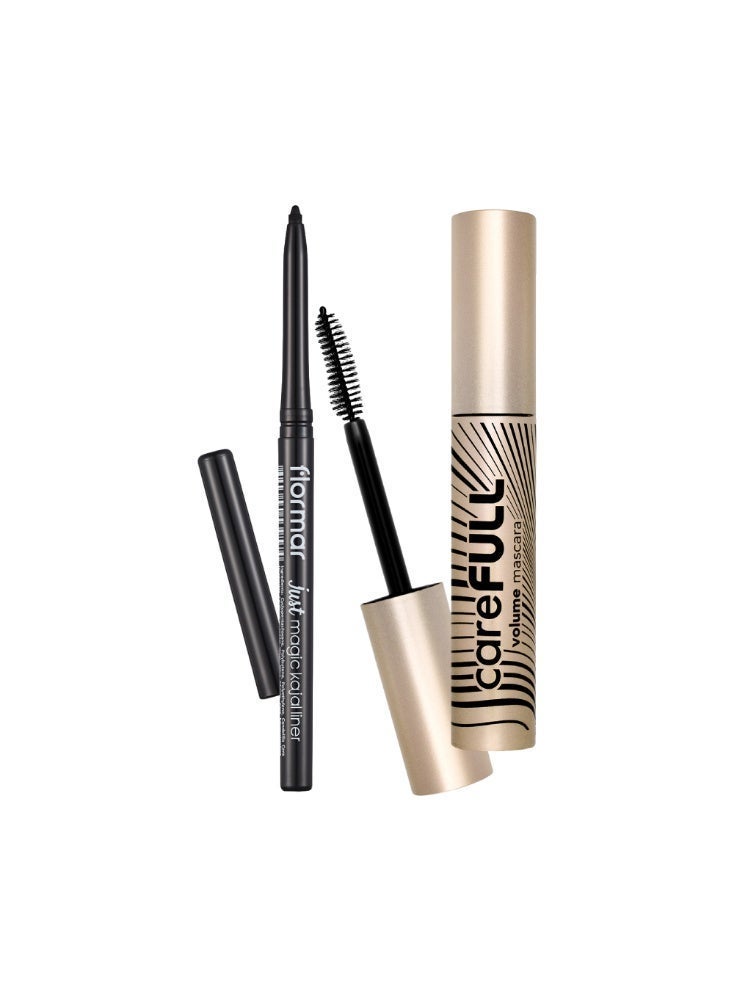 flormar Just Magic Kajal Liner Blister Set & Carefull Volume Mascara Value Pack - Image 1
