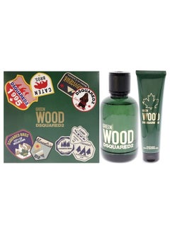 DSQUARED2 Green Wood Men 3.4oz EDT Spray, 5.0oz Bath and Shower Gel 2 Pc Gift Set 