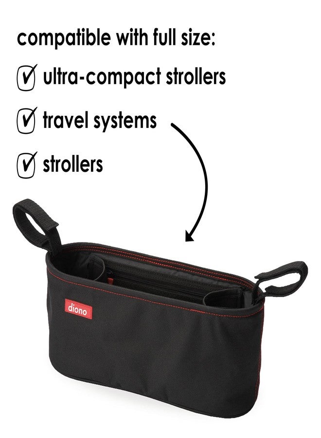 Diono Buggy Buddy Universal Stroller Organizer with Cup Holders, Secure Attachment, Zippered Pockets, Safe & Secure, Black - Image 4