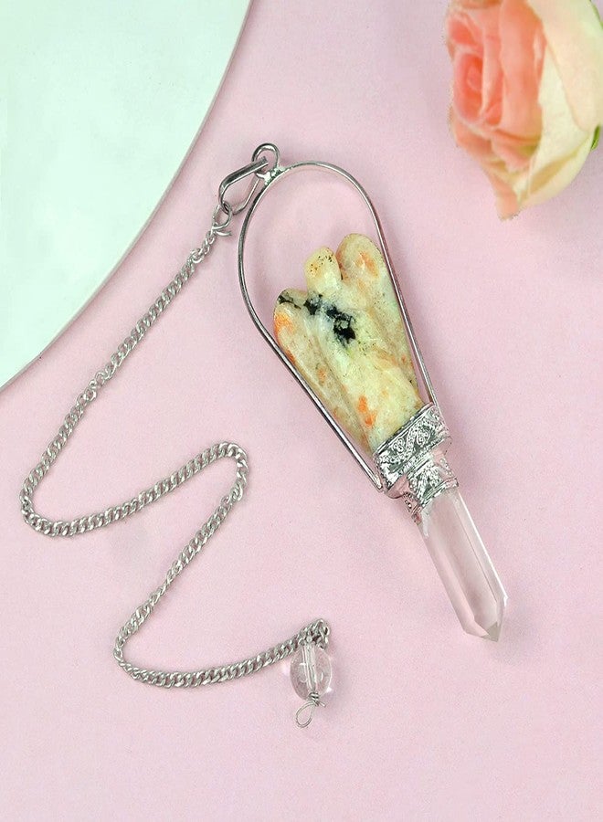 Crystu Natural Sunstone Dowser Pendulum Crystal Stone Angel Dowser Pendulum Dowsing for Healing Gemstones (Color : Peach) - Image 4