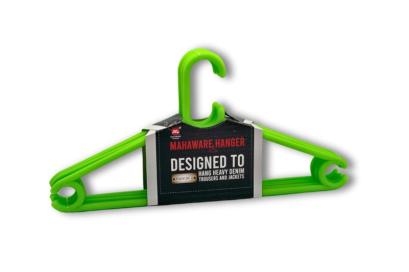 Mahaware Sturdy Polypropylene Hanger, Pack of 6, Green l l Cloth Hanger l Dress Hangers l Hanger for Clothes Hanging - Image 1