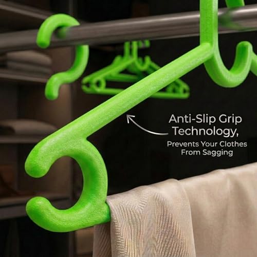 Mahaware Sturdy Polypropylene Hanger, Pack of 6, Green l l Cloth Hanger l Dress Hangers l Hanger for Clothes Hanging - Image 3