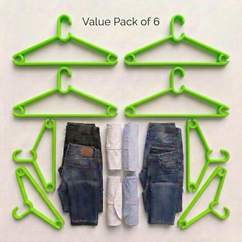 Mahaware Sturdy Polypropylene Hanger, Pack of 6, Green l l Cloth Hanger l Dress Hangers l Hanger for Clothes Hanging - Image 4